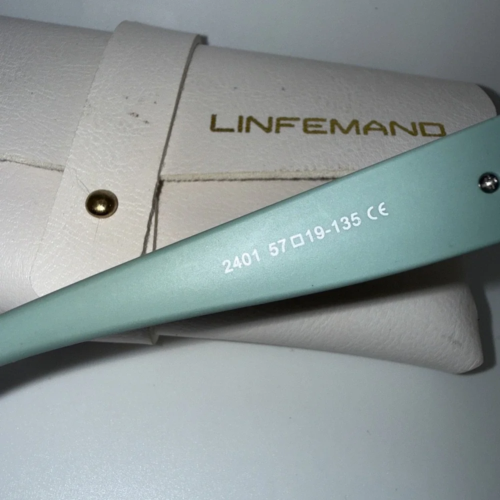 Linfemand Women's Sunglasses With Cream And Green Frame. Tinted Lens's.